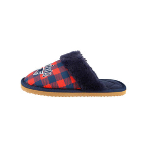 New England Patriots NFL Womens Plaid Sherpa Mule Slipper