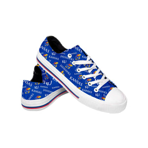 Kansas Jayhawks NCAA Womens Low Top Repeat Print Canvas Shoes
