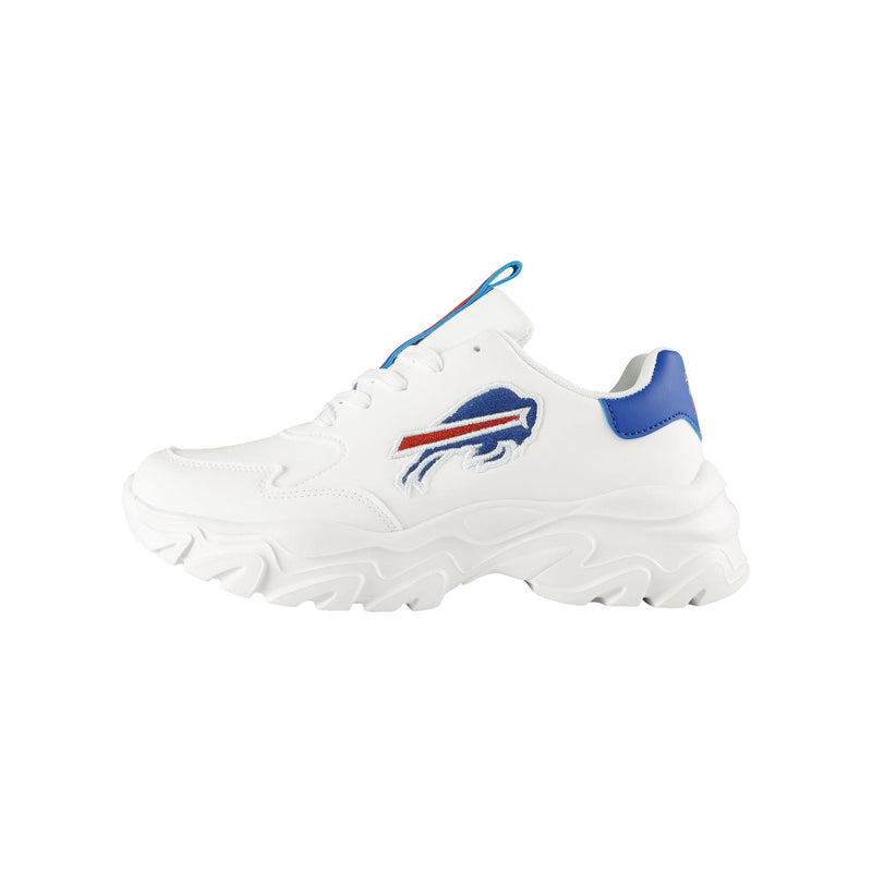 Buffalo Bills NFL Womens Glitter Big Logo Vintage White Chunky Sneaker Buffalo Bills NFL Womens Glitter Big Logo Vintage White Chunky Sneaker
