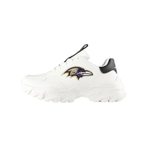Baltimore Ravens NFL Womens Glitter Big Logo Vintage White Chunky Sneaker