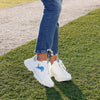 Detroit Lions NFL Womens Glitter Big Logo Vintage White Chunky Sneaker (PREORDER - SHIPS LATE MARCH)