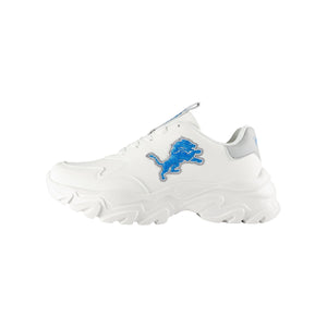 Detroit Lions NFL Womens Glitter Big Logo Vintage White Chunky Sneaker