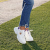 Minnesota Vikings NFL Womens Glitter Big Logo Vintage White Chunky Sneaker