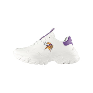 Minnesota Vikings NFL Womens Glitter Big Logo Vintage White Chunky Sneaker