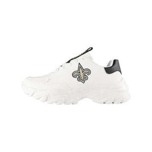 New Orleans Saints NFL Womens Glitter Big Logo Vintage White Chunky Sneaker