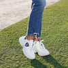 Las Vegas Raiders NFL Womens Glitter Big Logo Vintage White Chunky Sneaker
