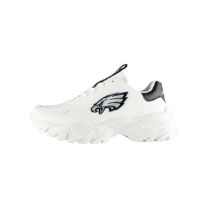 Philadelphia Eagles NFL Womens Glitter Big Logo Vintage White Chunky Sneaker