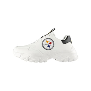 Pittsburgh Steelers NFL Womens Glitter Big Logo Vintage White Chunky Sneaker