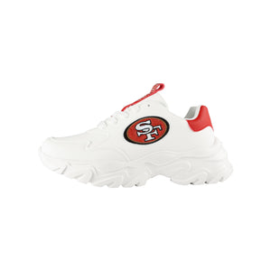 San Francisco 49ers NFL Womens Glitter Big Logo Vintage White Chunky Sneaker