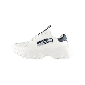 Seattle Seahawks NFL Womens Glitter Big Logo Vintage White Chunky Sneaker