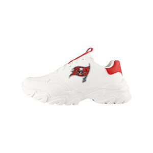 Tampa Bay Buccaneers NFL Womens Glitter Big Logo Vintage White Chunky Sneaker