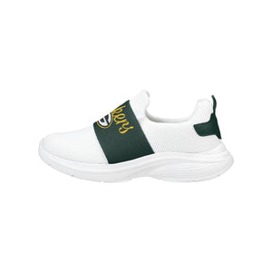 Green Bay Packers NFL Womens Script Wordmark White Slip On Sneakers