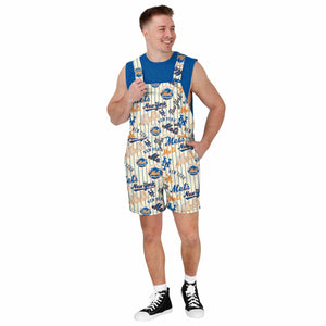 New York Mets MLB Mens Historic Print Bib Shortalls