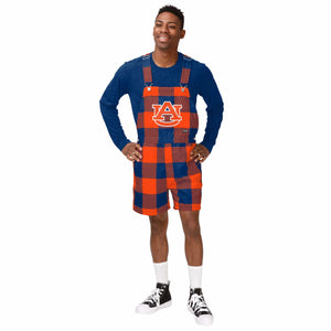 Auburn Tigers NCAA Mens Plaid Bib Shortalls
