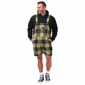 Colorado Buffaloes NCAA Mens Plaid Bib Shortalls