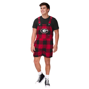 Georgia Bulldogs NCAA Mens Plaid Bib Shortalls