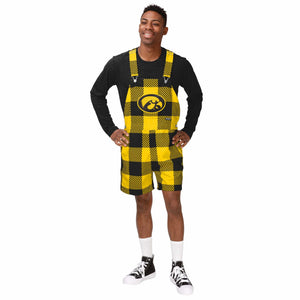 Iowa Hawkeyes NCAA Mens Plaid Bib Shortalls