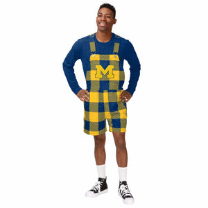 Michigan Wolverines NCAA Mens Plaid Bib Shortalls