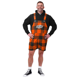 Oklahoma State Cowboys NCAA Mens Plaid Bib Shortalls
