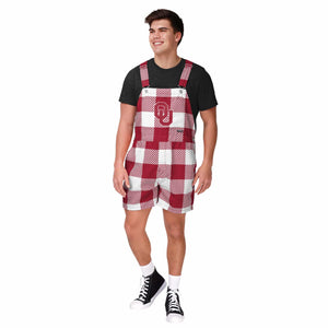 Oklahoma Sooners NCAA Mens Plaid Bib Shortalls