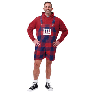 New York Giants NFL Mens Plaid Bib Shortalls
