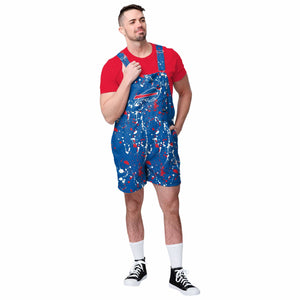 Buffalo Bills NFL Mens Paint Splatter Bib Shortalls