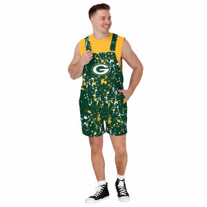 Green Bay Packers NFL Mens Paint Splatter Bib Shortalls