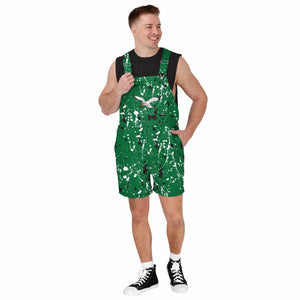 Philadelphia Eagles NFL Mens Kelly Green Paint Splatter Bib Shortalls