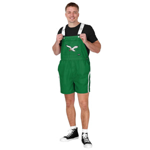 Philadelphia Eagles NFL Mens Kelly Green Team Stripe Bib Shortalls