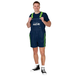 Seattle Seahawks NFL Mens Team Stripe Bib Shortalls