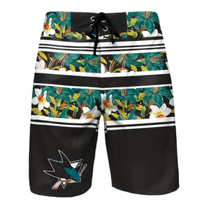 San Jose Sharks Mens NHL Floral Stripe Boardshorts