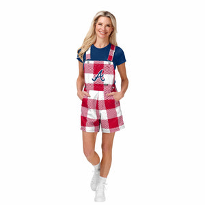 Atlanta Braves MLB Womens Plaid Bib Shortalls