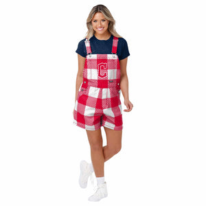 Cleveland Guardians MLB Womens Plaid Bib Shortalls