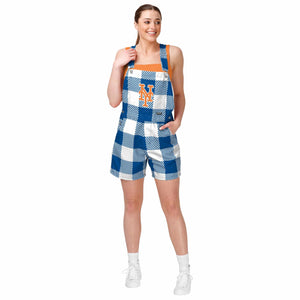 New York Mets MLB Womens Plaid Bib Shortalls