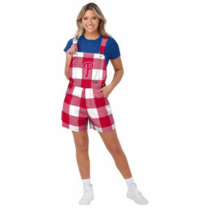 Philadelphia Phillies MLB Womens Plaid Bib Shortalls