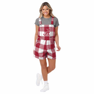 Alabama Crimson Tide NCAA Womens Plaid Bib Shortalls