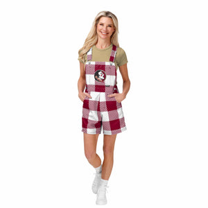 Florida State Seminoles NCAA Womens Plaid Bib Shortalls