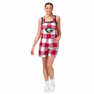 Georgia Bulldogs NCAA Womens Plaid Bib Shortalls