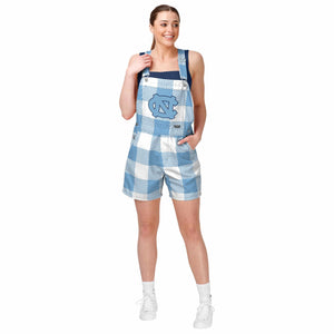 North Carolina Tar Heels NCAA Womens Plaid Bib Shortalls