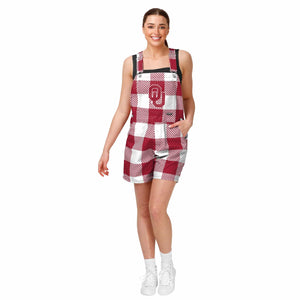 Oklahoma Sooners NCAA Womens Plaid Bib Shortalls