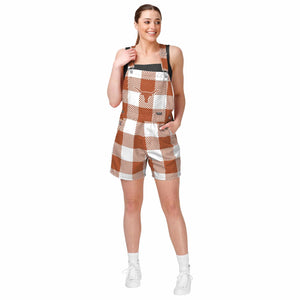 Texas Longhorns NCAA Womens Plaid Bib Shortalls
