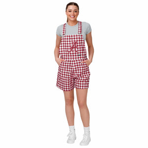 Alabama Crimson Tide NCAA Womens Gingham Check Bib Shortalls