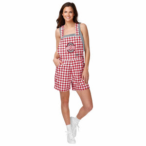 Ohio State Buckeyes NCAA Womens Gingham Check Bib Shortalls