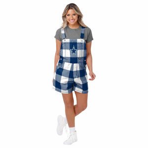 Dallas Cowboys NFL Womens Plaid Bib Shortalls