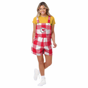 Kansas City Chiefs NFL Womens Plaid Bib Shortalls