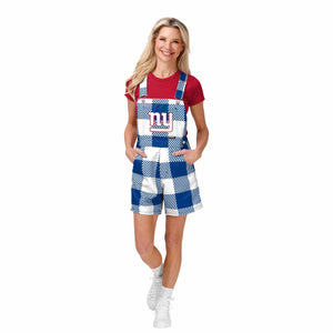 New York Giants NFL Womens Plaid Bib Shortalls