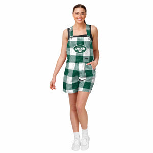 New York Jets NFL Womens Plaid Bib Shortalls