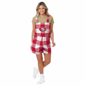 San Francisco 49ers NFL Womens Plaid Bib Shortalls