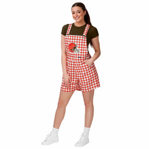 Cleveland Browns NFL Womens Gingham Check Bib Shortalls
