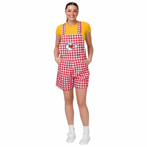 Kansas City Chiefs NFL Womens Gingham Check Bib Shortalls